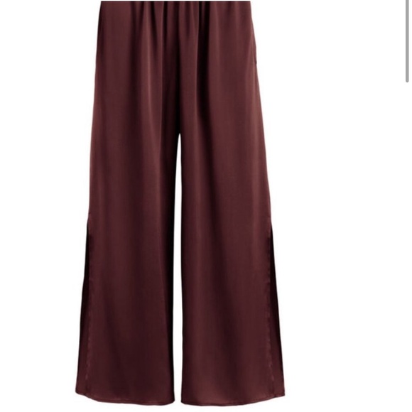 Cuyana Washable Charmeuse Wide Leg Crop Pants in Plum, Size L - Picture 2 of 7